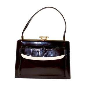 VNTG 50s AIR STRIP patent leather hand bag